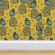 pineapple // geo geometric hand-drawn sweet golden yellow tropical hawaii exotic fruit fruits sweet summer