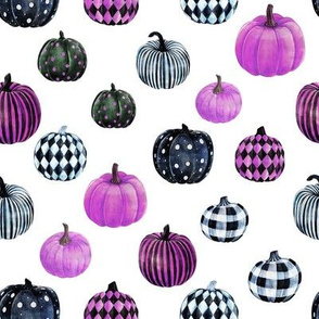 watercolor pumpkins fabric - halloween fabric - purple