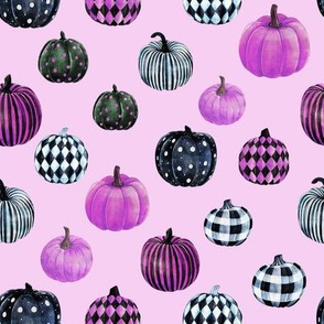 watercolor pumpkins fabric - halloween fabric - purple lavender