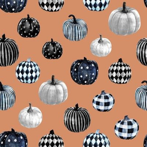 watercolor pumpkins fabric - halloween fabric - rust