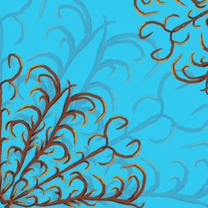 Large - Antler Inspired Mandalas Layered on Pastel Blue