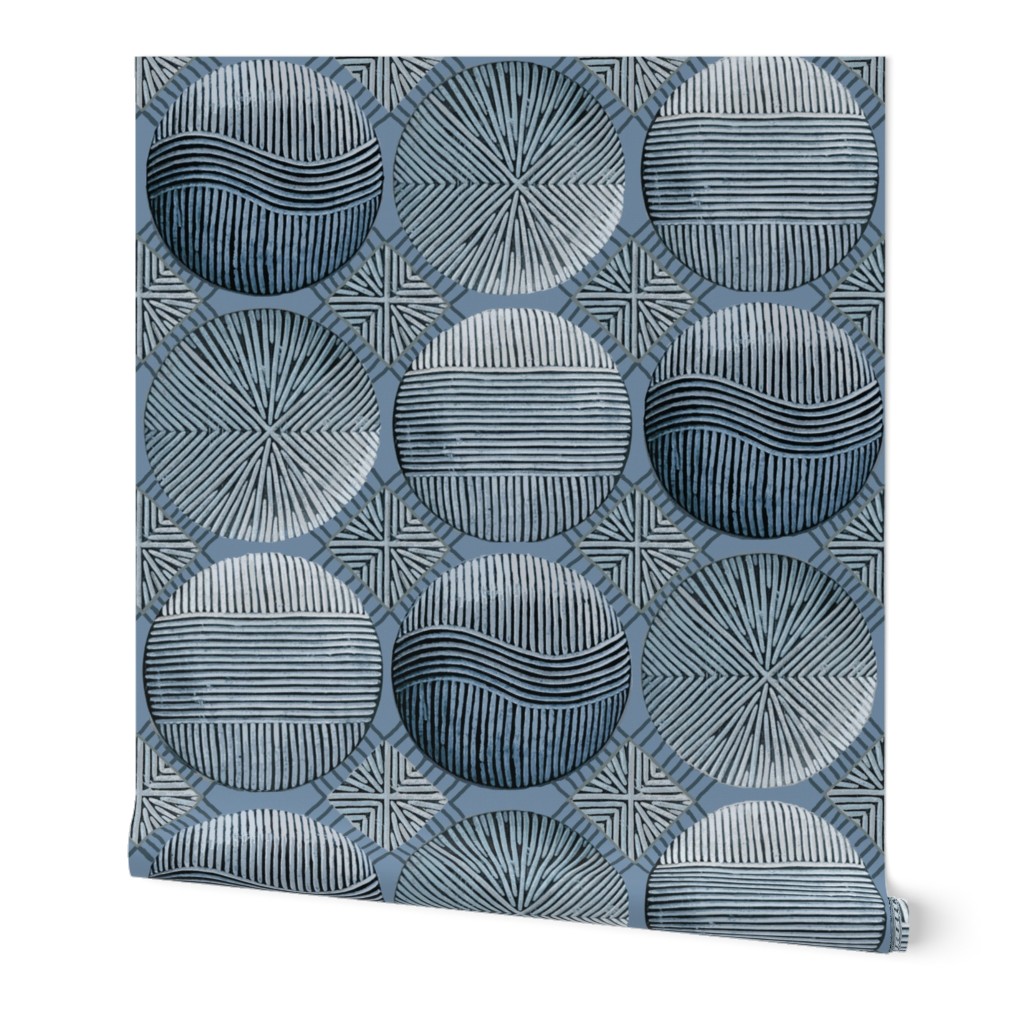 Tribal Shields - Blue - Design 1016593 - Bedroom Wallpaper