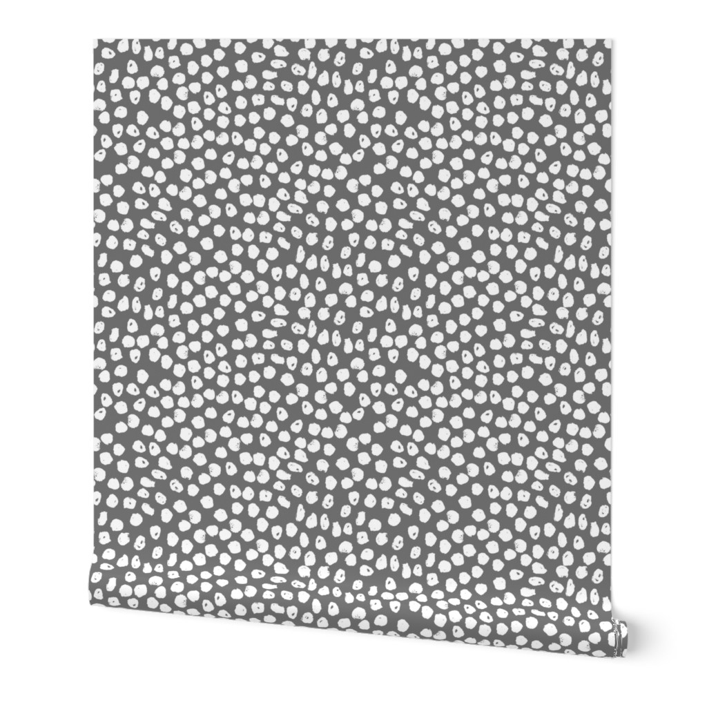 grey and white dots // spots charcoal white kids nursery simple inky dots