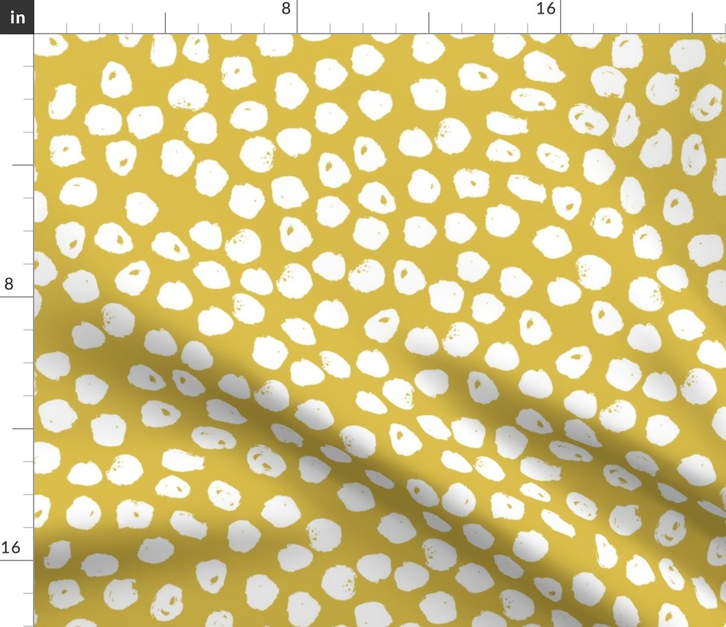 yellow and white dots // spots inky dots yellow 