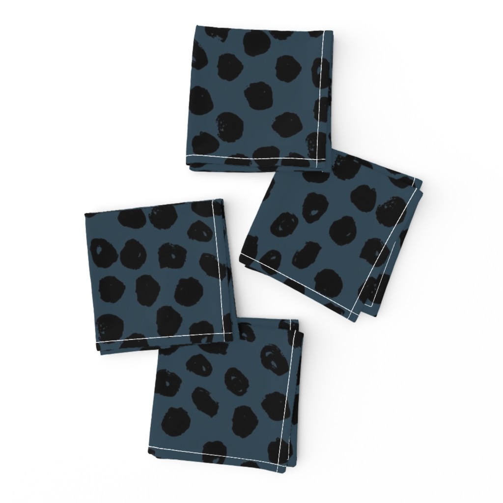 blue and black dots // inky spots dots fabric