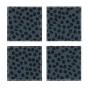 blue and black dots // inky spots dots fabric