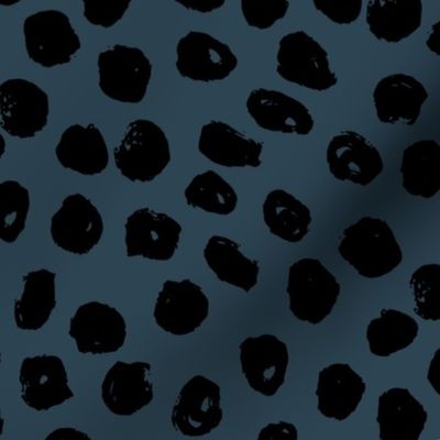 blue and black dots // inky spots dots fabric