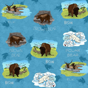 Bears Bison and Elk Oh My in blue