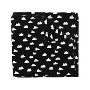 clouds // black and white trendy minimal cool scandi nursery fabric for textiles and nursery decor