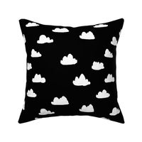 clouds // black and white trendy minimal cool scandi nursery fabric for textiles and nursery decor