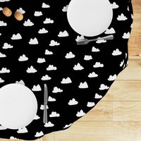 clouds // black and white trendy minimal cool scandi nursery fabric for textiles and nursery decor