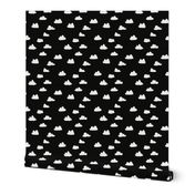 clouds // black and white trendy minimal cool scandi nursery fabric for textiles and nursery decor