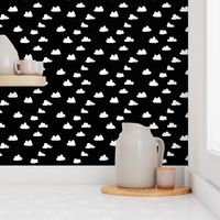 clouds // black and white trendy minimal cool scandi nursery fabric for textiles and nursery decor