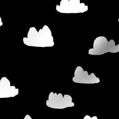 clouds // black and white trendy minimal cool scandi nursery fabric for textiles and nursery decor