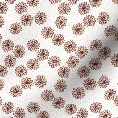 Daisies & Spots - minimalust girly viintage boho summer coral on white