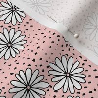 Daisies & Spots - minimalust girly viintage boho summer white on pink
