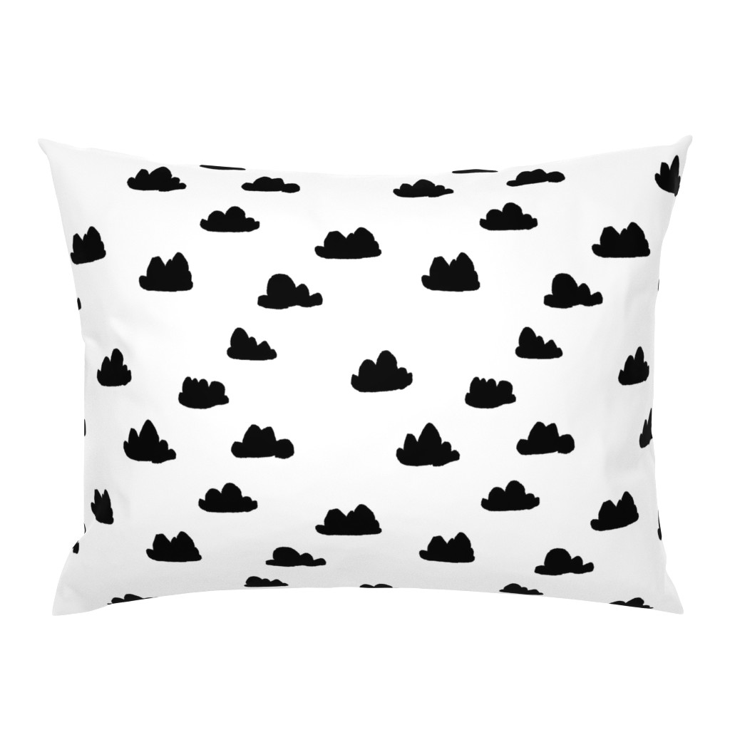 clouds // black and white cool scandinavian minimal nursery fabric simple cloud illustration for textiles and home deocr