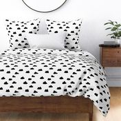 clouds // black and white cool scandinavian minimal nursery fabric simple cloud illustration for textiles and home deocr