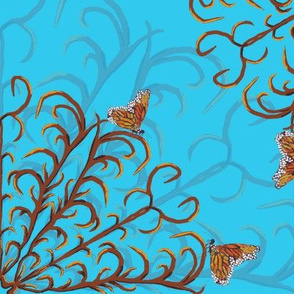  Antler Inspired Mandalas and Monarch Butterflies -  Layered on Pastel Blue