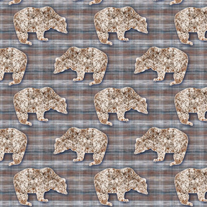 BEAR ON WOOD PLAID PSMGE