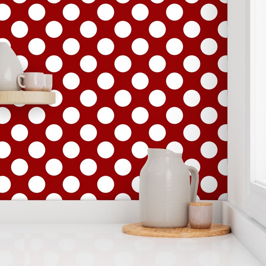 White Polka Dots on Red