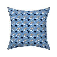 Dashing Whippets small repeat - blue