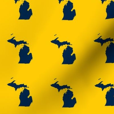Michigan silhouette -  3" blue on maize