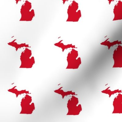 Michigan silhouette - 3" hockey red on white