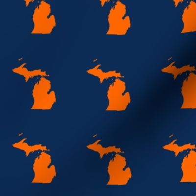 Michigan silhouette - 3" baseball orange on navy