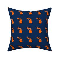 Michigan silhouette - 3" baseball orange on navy