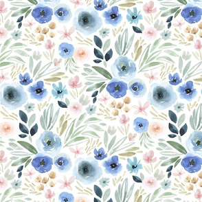 BLUE BLOOMS in pastel colors-small