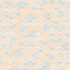 Ocean Waves Block Print Pattern | Ocean fabric, surf fabric, blue and yellow boho print for coastal decor, beach wrap.