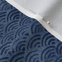 Japanese Block Print Pattern of Ocean Waves (xl scale) | Japanese Waves Pattern in Indigo Blue, Navy Boho Print, Beach Fabric.