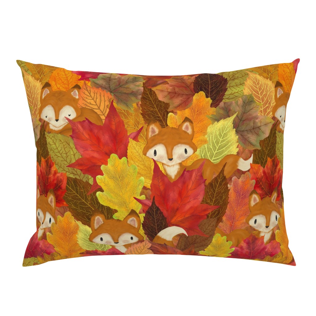 Foxes Hiding in the Fall Leaves -Autumn Fox - Large Scale