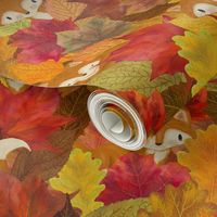 Foxes Hiding in the Fall Leaves -Autumn Fox - Large Scale