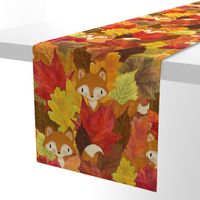 Foxes Hiding in the Fall Leaves -Autumn Fox - Large Scale