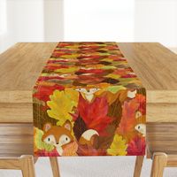 Foxes Hiding in the Fall Leaves -Autumn Fox - Large Scale