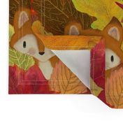 Foxes Hiding in the Fall Leaves -Autumn Fox - Large Scale