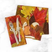 Foxes Hiding in the Fall Leaves -Autumn Fox - Large Scale