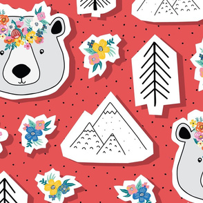 Canadian Bear Papercut Stickers - Large Scale