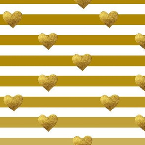 Gold Metallic Heart Ombre Stripes- Horizontal