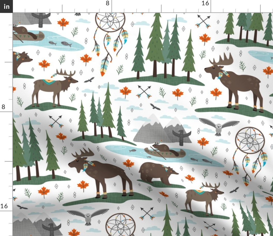 canadian woodland tribe animals - white