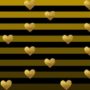 Gold Metallic Hearts and Stripes- Dark Background