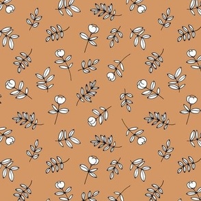 Cotton Garden - Minimalist boho autumn leaves and branches Caramel SS