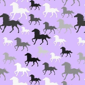Running wild horses on purple
