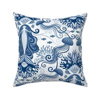 Meditating Mermaid Toile Medium- Mindful Mermaids Damask