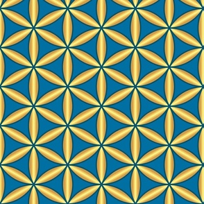 Flower of Life Gold Moroccan Blue Wallpaper
