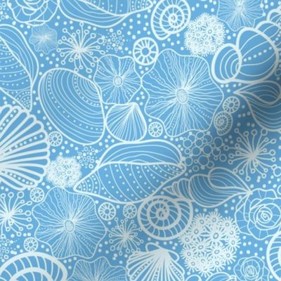 Blue Pastel Seashells - small repeat pattern