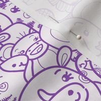Cute wild animals on purple repeat pattern