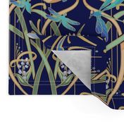 Art Nouveau Dragonflies Small | Navy